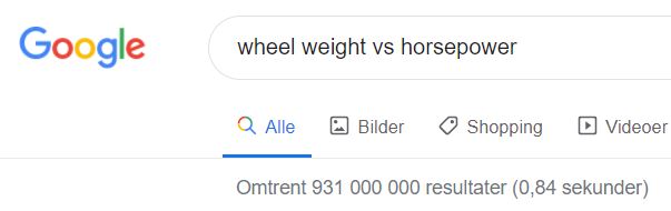 wheel weight vs horepower